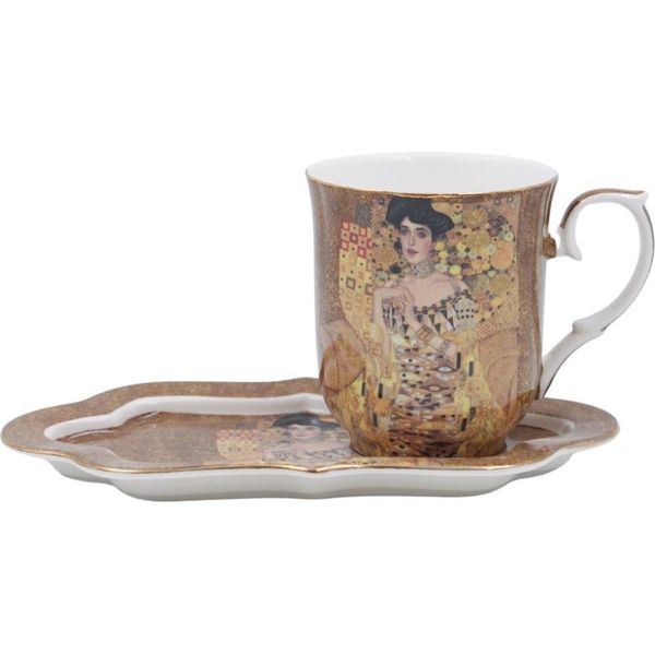 Home Elements Tazza Da 360 Ml, Con Sottobicchiere, Klimt, Adele-image