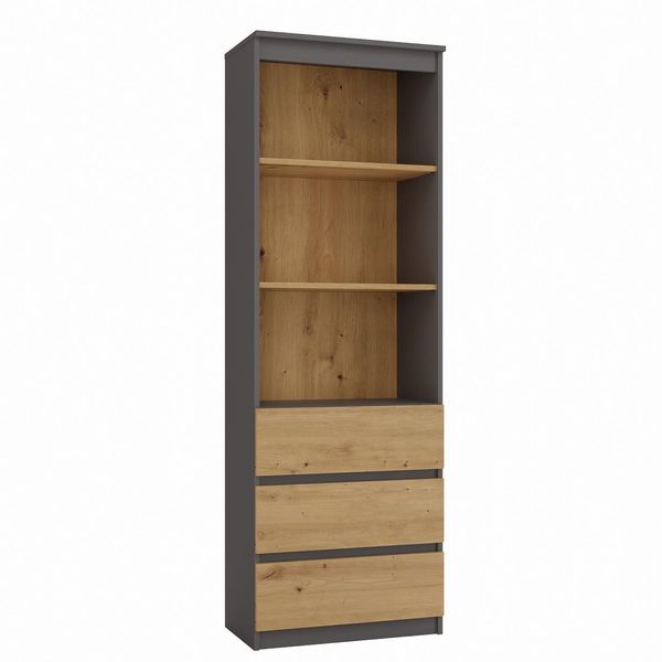 Scansia Con Scaffali E Cassetti Kalev - Rovere Artisan / Antracite-image