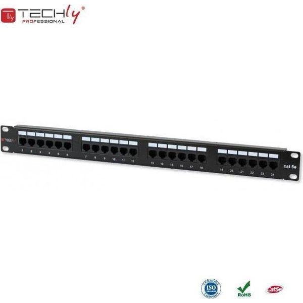 Techly 24 X RJ45 Cat.5E, Ieee 802.3, Ieee 802.3Ab, Ieee 802.3U, 10/100/1000Base-T(X), Fast Ethernet, Gigabit Ethernet, 1000 Mbit/S, RJ-45, Zlato-image