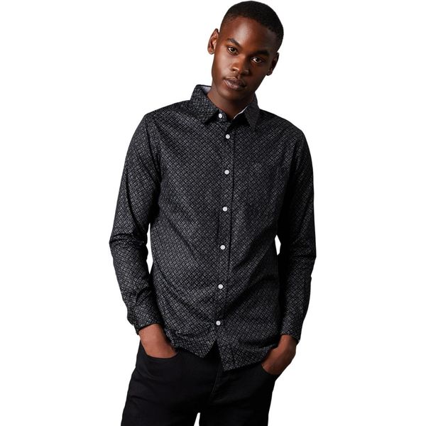 Maine - Camicia Da Uomo A Maniche Lunghe DH7827 (M) (Nero)-image