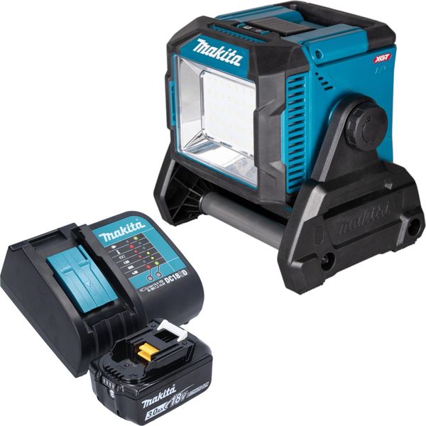 Makita Ml 005 G SF1 Lampada Da Cantiere A Batteria 18 / 40 V Max. 3.600 Lm + 1X Batteria 3,0 Ah + Caricabatteria-image