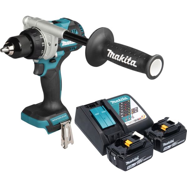 Makita Ddf 492 Rt Trapano Avvitatore A Batteria 18 V 141 Nm Brushless + 2X Batteria 5,0 Ah + Caricabatteria-image