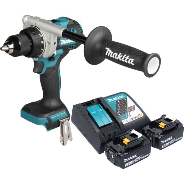Makita Ddf 492 Rf Trapano Avvitatore A Batteria 18 V 141 Nm Brushless + 2X Batteria 3,0 Ah + Caricabatteria-image