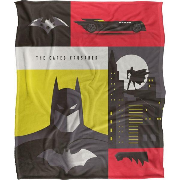 Batman - Coperta Icons, Setosa, Morbida Al Tatto TV24919 (Taglia Unica) (Nero/Rosso/Giallo)-image