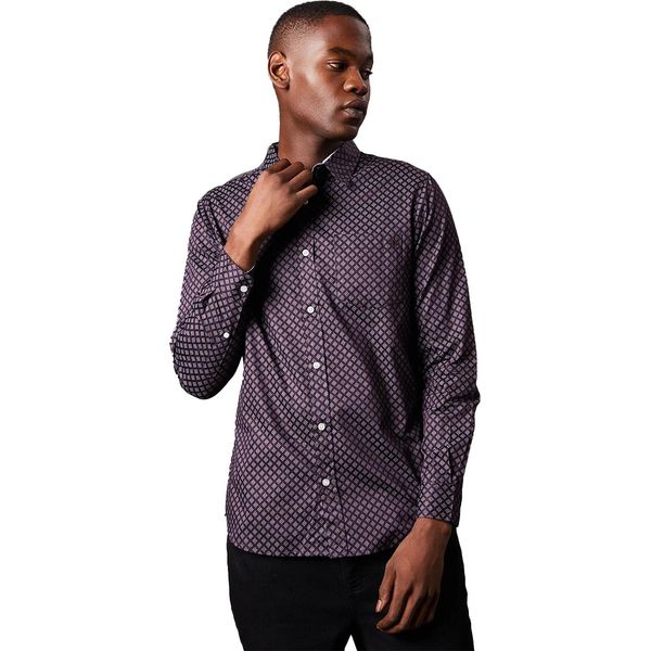 Maine - Camicia Da Uomo A Maniche Lunghe DH7852 (Xxl) (Viola)-image