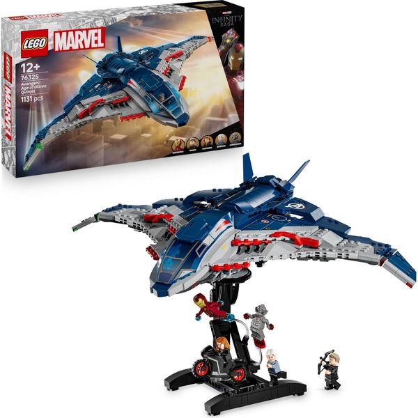 Lego Marvel Avengers: Age Of Ultron Quinjet - Aereo Giocattolo Dei Supereroi Con Moto E 5 Minifigure, Tra Cui Iron Man, Vedova Nera E Ultron - Regalo Per Ragazzi Dai 12 Anni In Su - 76325-image
