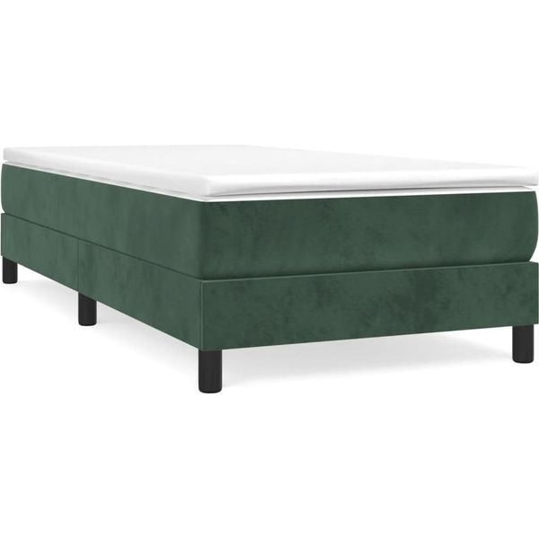 Struttura Letto Senza Materasso Verde Scuro 90X200 Cm In Velluto-image