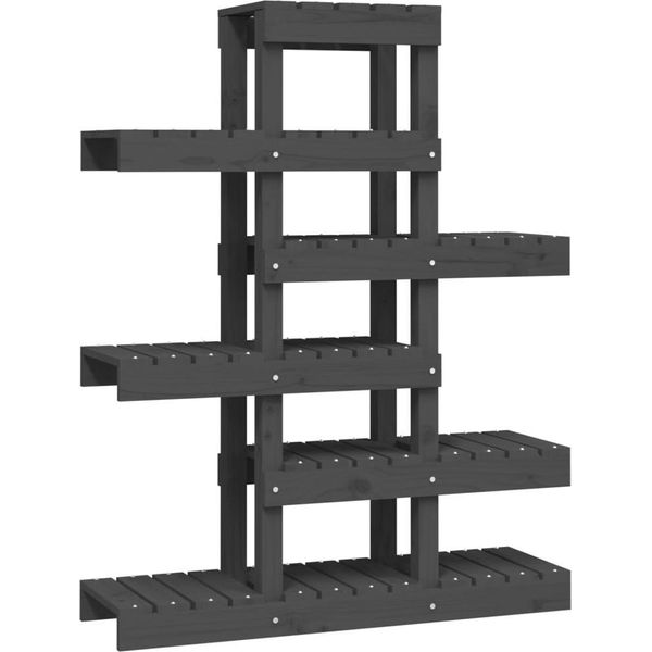 Vidaxl Supporto Per Piante Grigio 85X25X109,5 Cm In Legno Di Pino Massiccio-image
