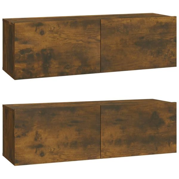 Pensili Tv 2 Pz. Rovere Fumé 100X30X30 Cm Materiale A Base Di Legno-image