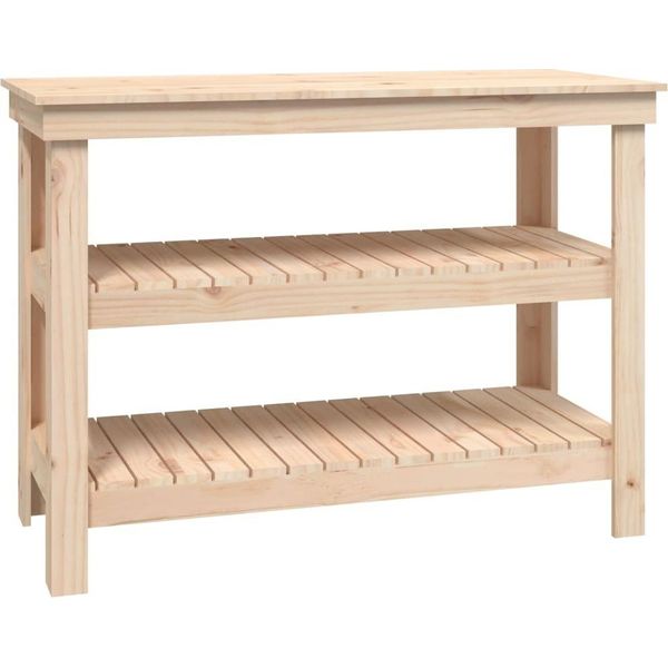 Vidaxl Banco Da Lavoro 110,5X50X80 Cm In Legno Di Pino Massiccio-image