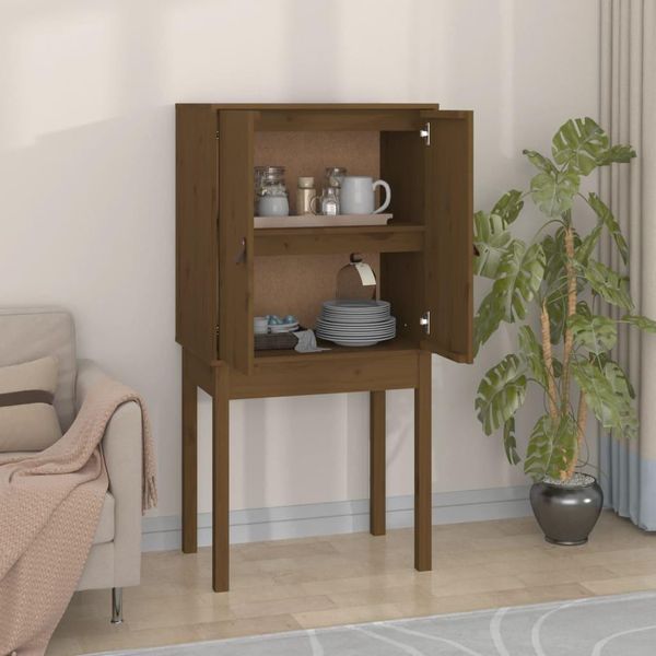 Vidaxl Credenza Marrone Miele 60X40X120 Cm In Legno Di Pino Massiccio-image