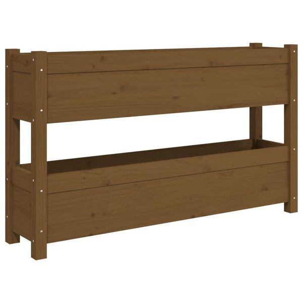 Vidaxl Fioriera Marrone Miele 112X25X66 Cm In Legno Di Pino Massiccio-image