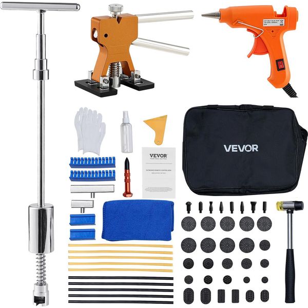 Set Di Rimozione Delle Ammaccature Vevor, Set Di 61 Pezzi Per La Rimozione Delle Ammaccature Senza Verniciatura Con Martello A Slitta Sollevatore Dorato E Pistola Incollatrice Con Barra A T, Strumenti Per La Rimozione Dei Danni Da Grandine Sulla Carrozzeria-image