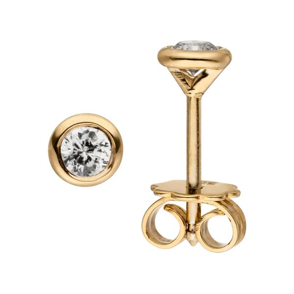 Paar Ohrstecker Jobo "Ohrringe SolitäR Diamanten Brillanten 0,24 Ct.", Gelb (Gelbgold 585), Ohrringe, Damen, 4,8Mm, Si = Kleine EinschlüSse, Diamanten Gelbgold 585, Diamanten, Gelbgold 585, 585 Gold-image