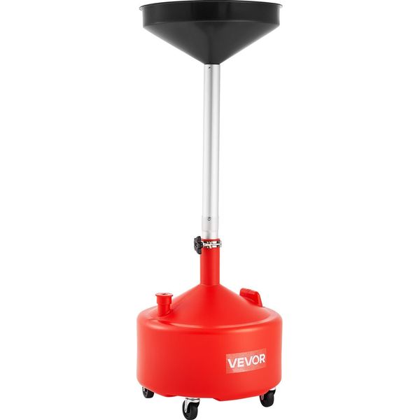 Vevor Carrello Per La Raccolta Dell'olio 30 L, Carrello Per La Raccolta Dell'olio Con Imbuto Regolabile In Altezza, Contenitore Portatile Per La Raccolta Dell'olio Con Ruote, Scarico Per Il Trasferimento Del Carburante Liquido Per Autofficine, Garage, Rosso-image