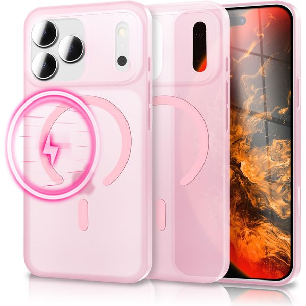 Custodia Magsafe "Thinix"" Per Apple Iphone 17 Pro - Sottilissima 0,3 Mm, Opaca E Smerigliata, Ultra Sottile - Rosa Trasparente"-image