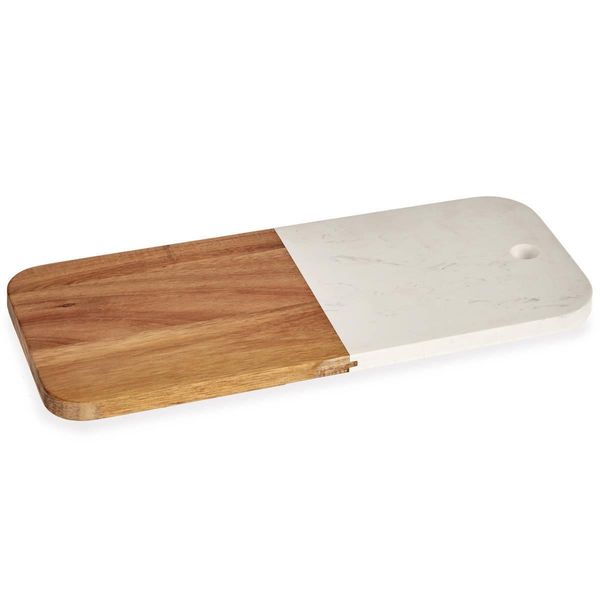 Tagliere In Marmo Marrone Bianco Acacia (18 X 1,5 X 38 Cm)-image