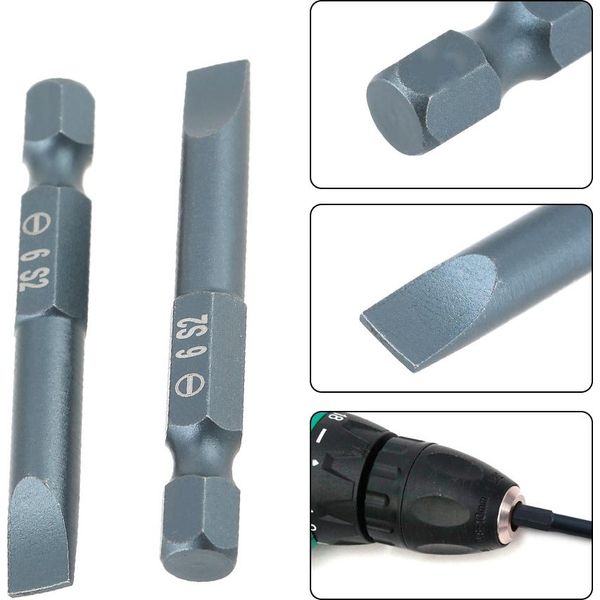 10Pcs 1/4Inch Hex Shank 50 Millimetri S2 Lega Acciaio Scanalato Cacciavite Bit Set H6.3*50*Sl6Mm-image