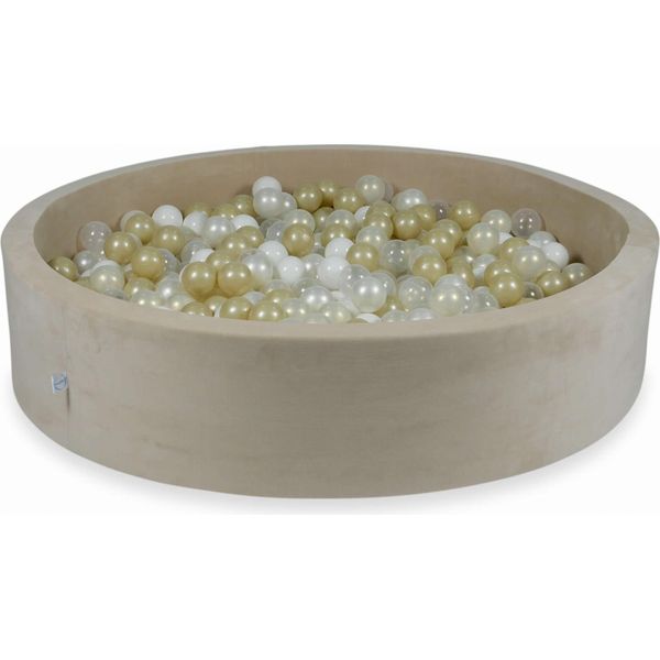 Bacinella 130X30Cm Velvet Soft Beige Con 600 Palline: Trasparente, Bianco, Madreperla, Oro Chiaro, Opalescente-image