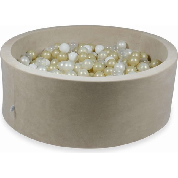 Bacinella 110X40Cm Velvet Soft Beige Con 500 Palline: Trasparente, Bianco, Madreperla, Oro Chiaro, Opalescente-image