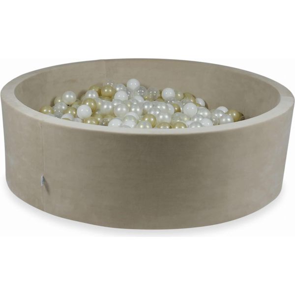 Bacinella 130X40Cm Velvet Soft Beige Con 700 Palline: Trasparente, Bianco, Madreperla, Oro Chiaro, Opalescente-image