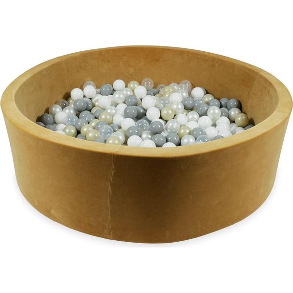 Bacinella 130X40 Velvet Soft Carmel Con 700 Palline: Trasparente, Bianco, Madreperla, Grigio, Oro Chiaro-image