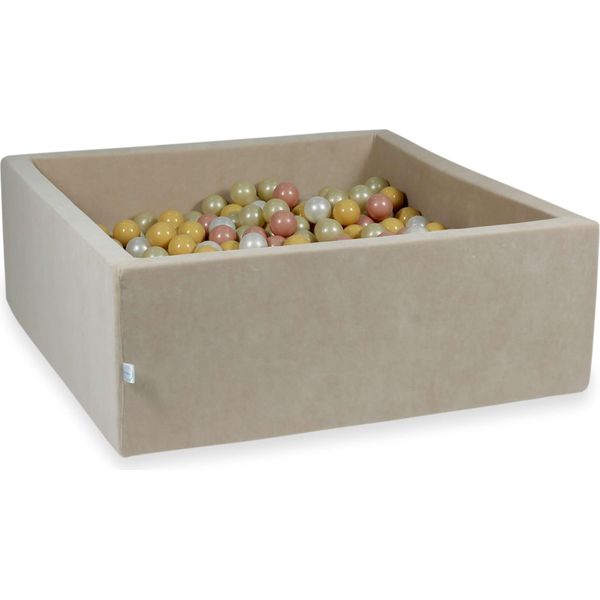 Bacinella 110X110X40Cm Velvet Soft Beige Con 600 Palline: Oro Chiaro, Madreperla, Beige, Oro Rosa-image