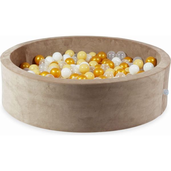 Vaschetta Di Asciugatura 110X30 Velvet Soft Dark Beige Con 400 Palline: Trasparente, Bianco, Beige, Oro-image
