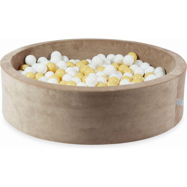 Bacino Di Asciugatura 110X30 Velvet Soft Dark Beige Con 400 Palline: Bianco, Beige-image