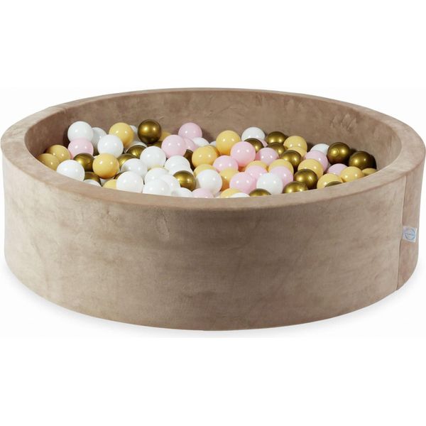 Vaschetta Di Asciugatura 110X30 Velvet Soft Dark Beige Con 400 Palline: Bianco, Rosa Chiaro, Beige, Oro Antico-image