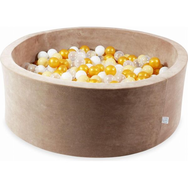 Vaschetta Di Asciugatura 110X40 Velvet Soft Dark Beige Con 500 Palline: Trasparente, Bianco, Beige, Oro-image