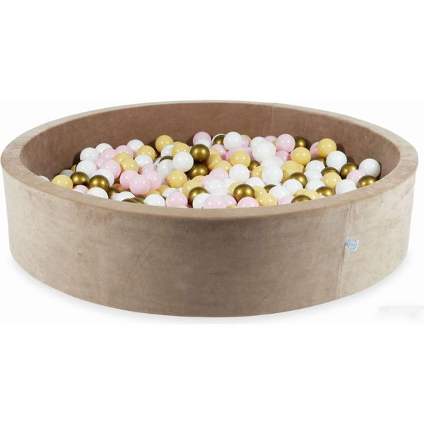 Vaschetta Di Asciugatura 130X30 Velvet Soft Dark Beige Con 600 Palline: Bianco, Rosa Chiaro, Beige, Oro Antico-image