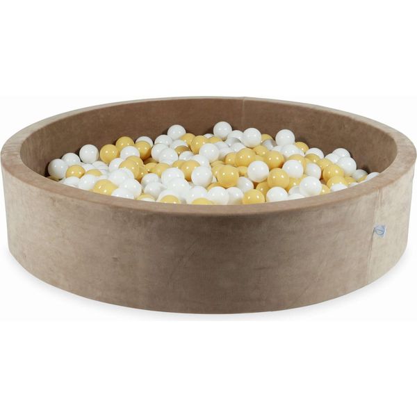 Bacino Di Asciugatura 130X30 Velvet Soft Dark Beige Con 600 Palline: Bianco, Beige-image