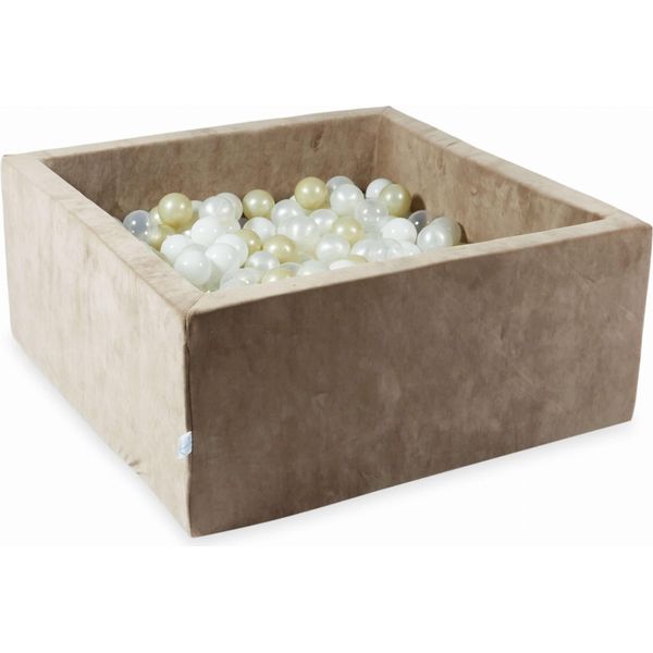 Vaschetta Di Asciugatura 90X90X40 Velvet Soft Dark Beige Con 400 Palline: Trasparenti, Bianche, Madreperla, Oro Chiaro, Opalescenti-image