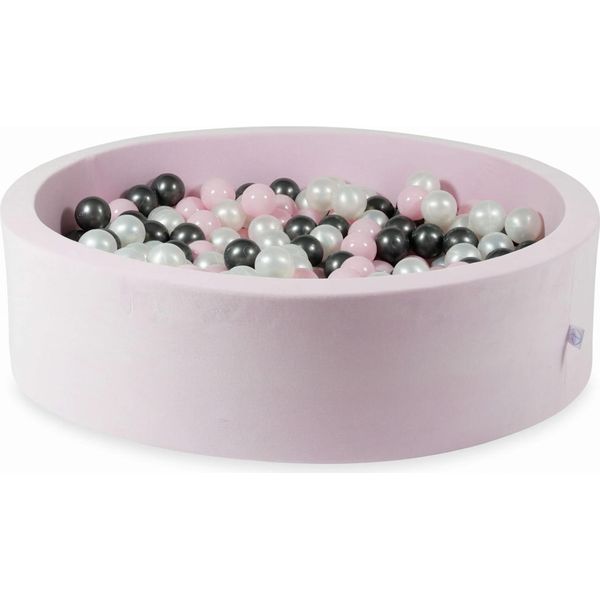 Bacinella 110X30 Velvet Soft Light Pink Con 400 Palline: Madreperla, Rosa Chiaro, Grafite Metallizzata-image