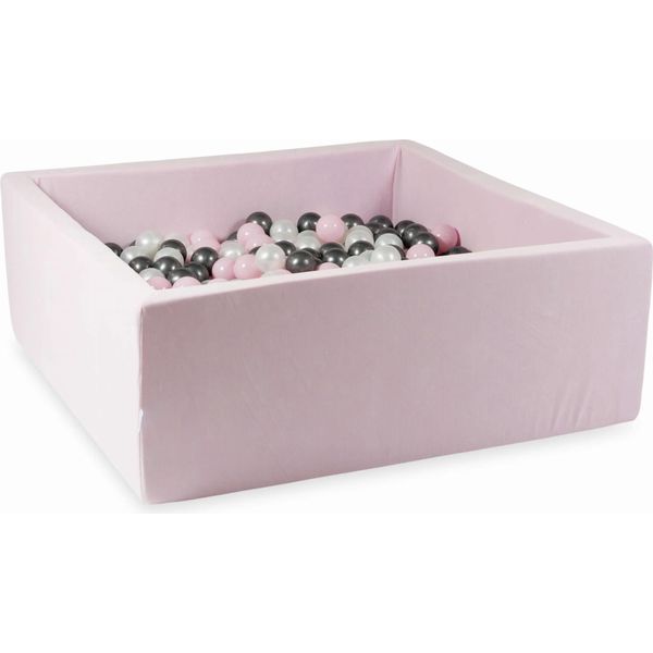 Bacinella 110X110X40 Velvet Soft Light Pink Con 600 Palline: Madreperla, Rosa Chiaro, Grafite Metallizzata-image