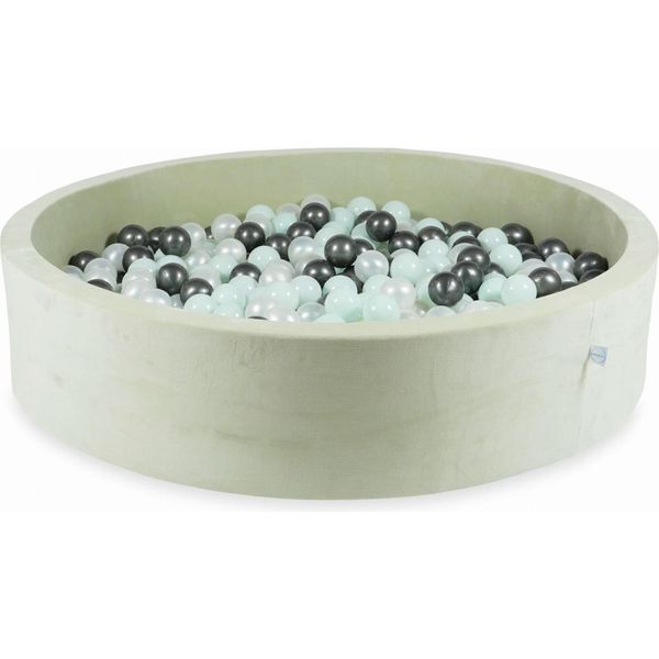 Bacinella 130X30 Velvet Soft Light Mint Con 600 Palline: Madreperla, Menta Chiara, Grafite Metallica-image