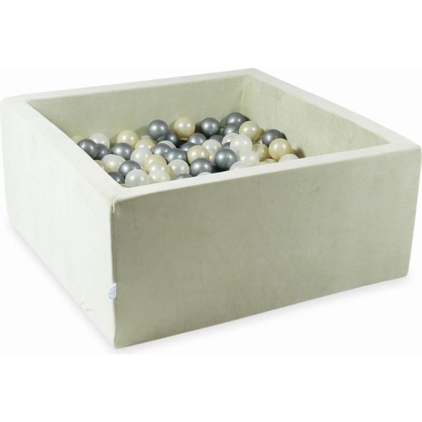 Bacinella 90X90X40 Velvet Soft Light Mint Con 400 Palline: Oro Chiaro, Opalescente, Argento-image