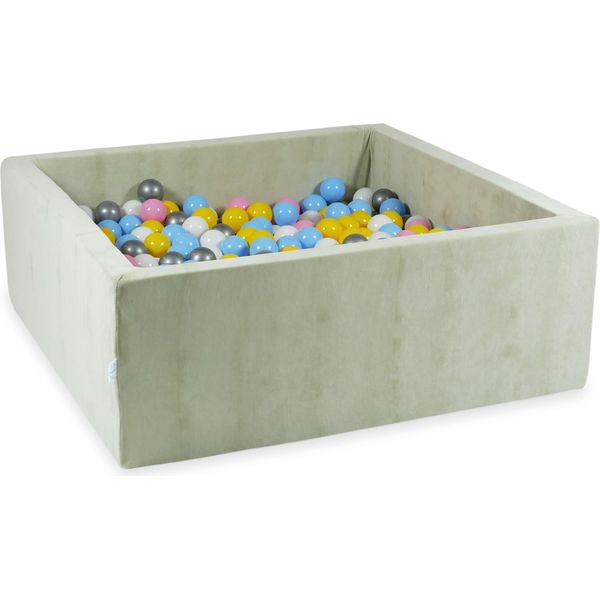 Vaschetta Di Asciugatura 110X110X40 Velvet Soft Light Mint Con 600 Palline: Bianco, Argento, Rosa Cipria, Giallo, Azzurro-image