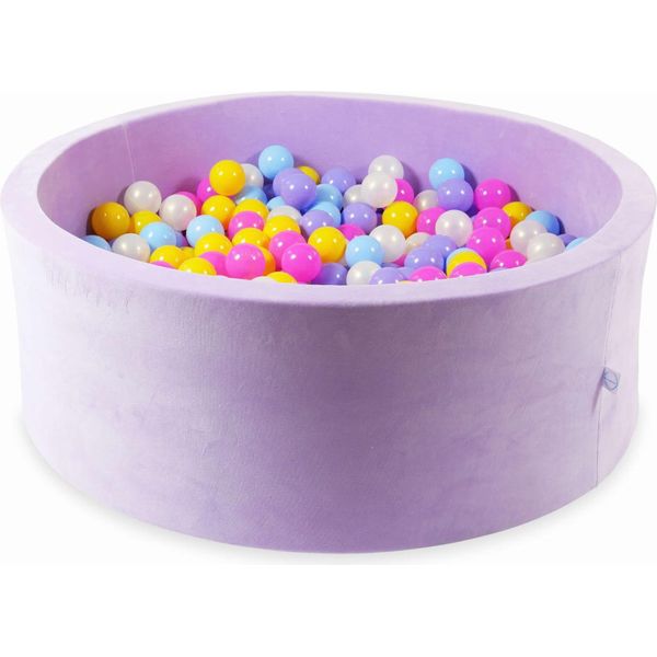 Bacinella 110X40 Velvet Soft Purple Con 500 Palline: Rosa, Erica, Giallo, Azzurro, Opalescente-image