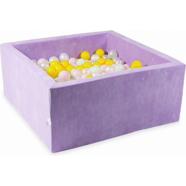 Bacinella 90X90X40 Velvet Soft Purple Con 400 Palline: Madreperla, Rosa Chiaro, Giallo, Menta Chiaro-image