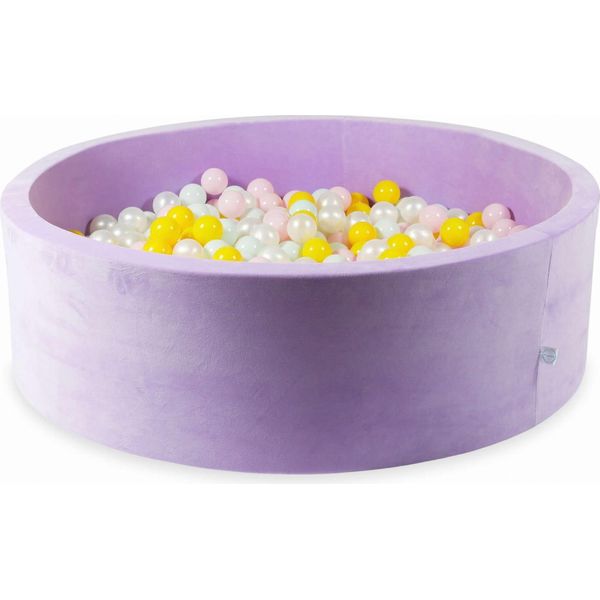 Bacinella 130X40 Velvet Soft Purple Con 700 Palline: Madreperla, Rosa Chiaro, Giallo, Menta Chiaro-image