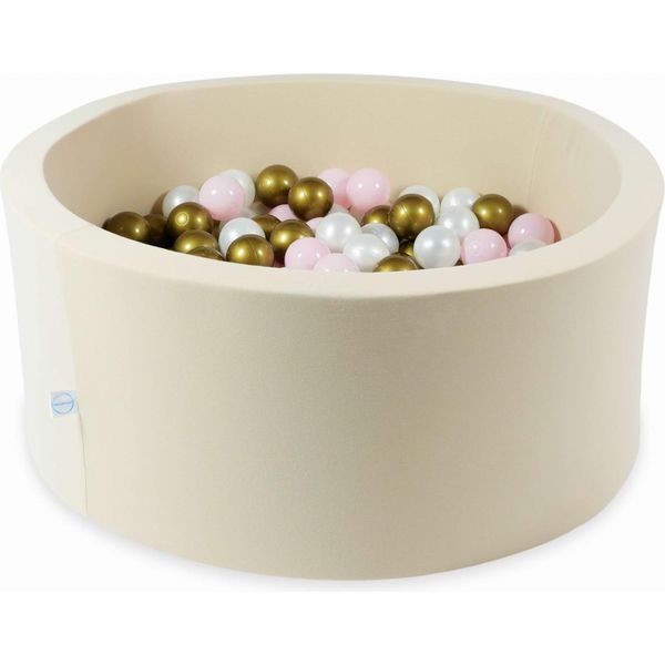 Piscina Secca 90X40 Beige Con 300 Palline: Madreperla, Rosa Chiaro, Oro Antico-image
