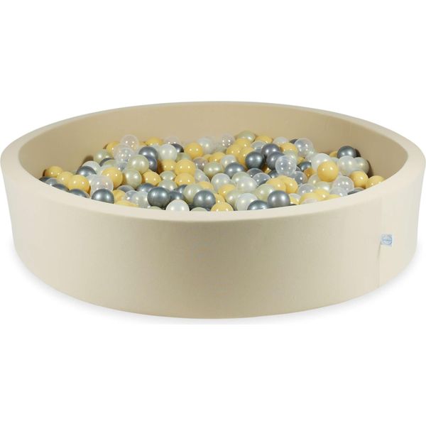 Vasca Di Asciugatura 130X30 Beige Con 600 Palline: Trasparente, Opalescente, Oro Chiaro, Argento, Beige-image