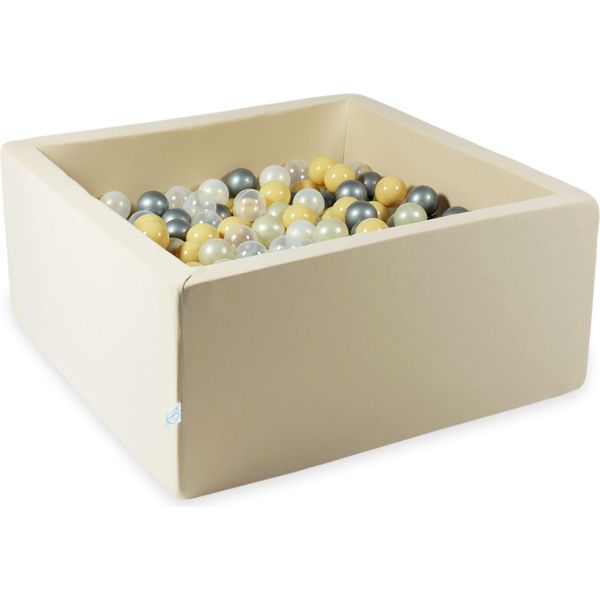 Vasca Di Asciugatura 90X90X40 Beige Con 400 Palline: Trasparenti, Opalescenti, Oro Chiaro, Argento, Beige-image