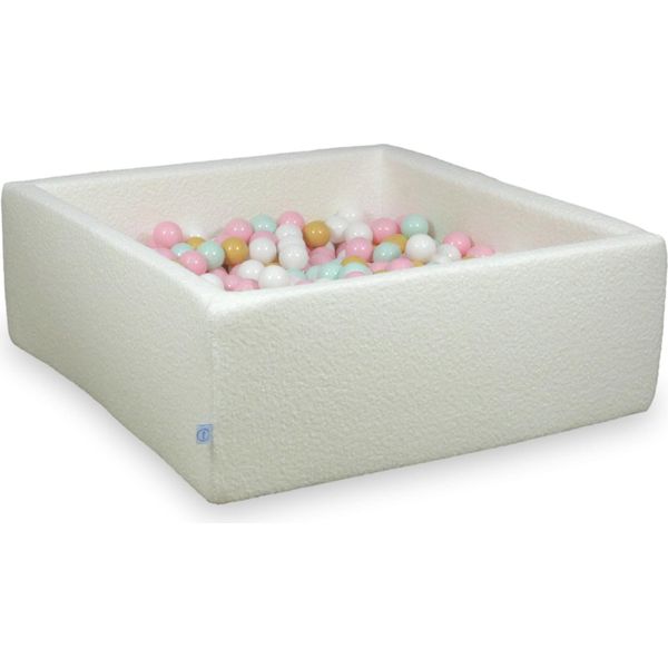 Dry Pool 110X110X40 Boucle White 600 Palline: Bianco, Menta Chiaro, Rosa Chiaro, Beige-image