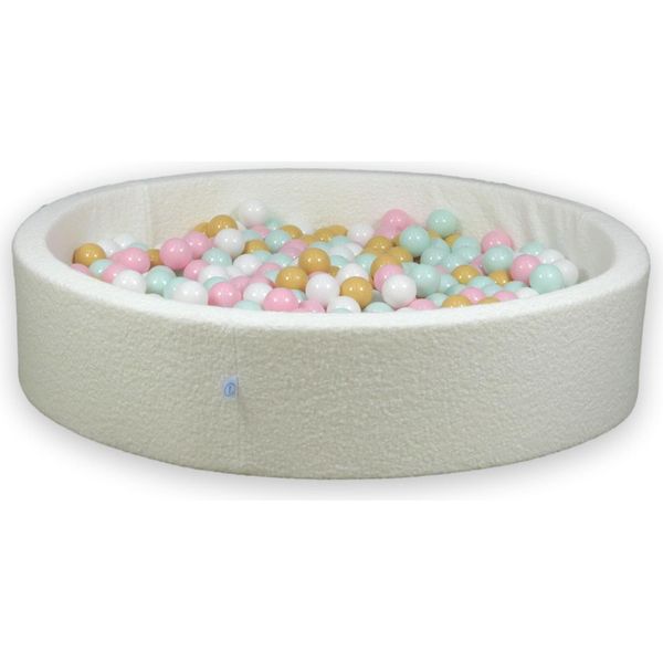 Dry Pool 130X30 Boucle White 600 Palline: Bianco, Menta Chiaro, Rosa Chiaro, Beige-image