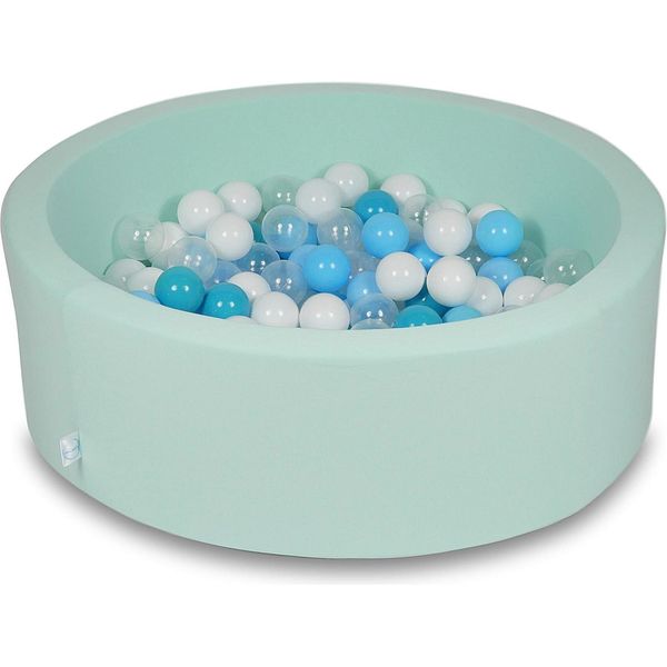 Piscina Secca 90X30Cm Menta Con 200 Palline: Turchese, Bianco, Trasparente, Azzurro-image