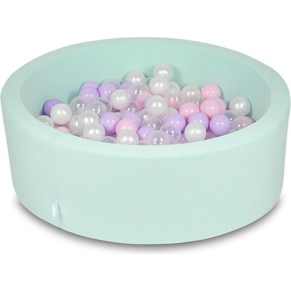 Piscina Secca 90X30Cm Menta Con 200 Palline: Rosa Chiaro, Madreperla, Trasparente, Erica-image