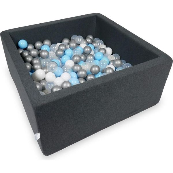 Bacino Di Asciugatura 90X90X40Cm In Grafite Con 400 Palline: Azzurro, Argento, Trasparente, Bianco-image